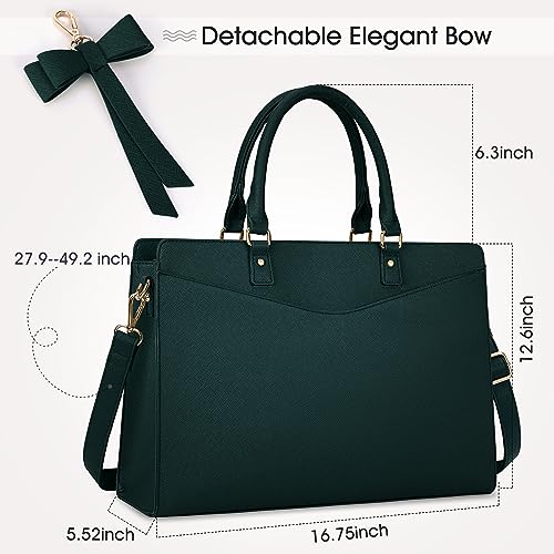Laptop Bag for Women - 15.6 Inch Waterproof PU Leather Tote Business Office Work Briefcase Computer Tote
