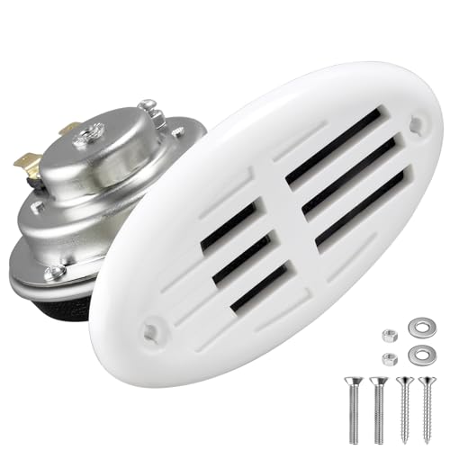 FARBIN Stainless Steel Boat Horn 12V Marine Horn Dropin Hidden Horn Waterproof for Ship Yacht (White Grille)