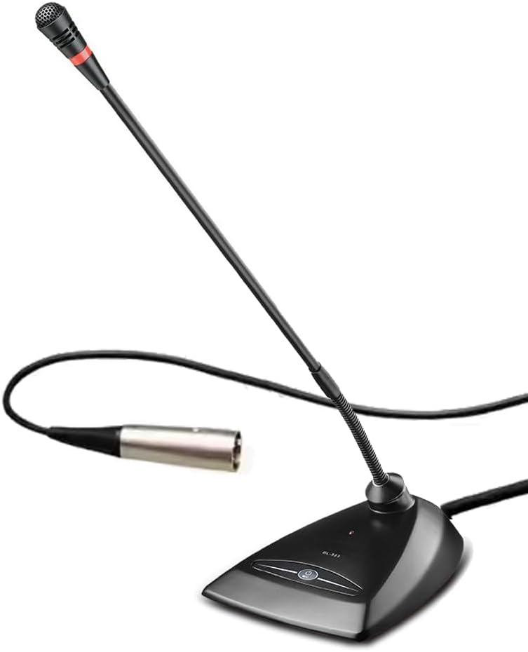 MX418 Professional Wired Conference Microphone with XLR, 5m Cable, 48V Phantom Power, Omnidirectional Desktop Boundary Mic for Boardroom and Office