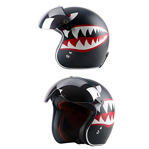 Vcoros Universal Motorcycle Retro Pilot-Style Standard 3 Snap-Button Visor Flip Up Down Open Face Helmet Half Face Shield(Chrome Silver) #TOP3