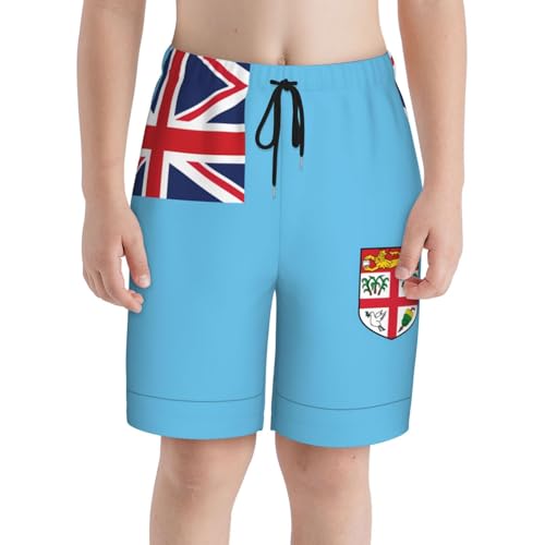 Fiji Flag Youth Beach Pants, Soft and Breathable, with Drawstring Waist, Suitable for Sports and Leisure.3