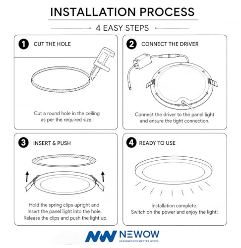 Image of NW 10W Blaze Round LED Panel Light | Conceal False Ceiling Lights | Down Light | Light Color- Natural White (Pack of 1)