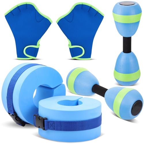 Hungdao 5 Pcs Water Aerobics Equipment Pool Exercise Foam Set, Light Blue