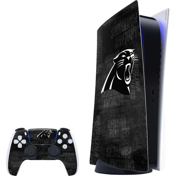 Skinit Decal Gaming Skin Compatible with PS5 Bundle - Officially Licensed NFL Carolina Panthers Black & White Design