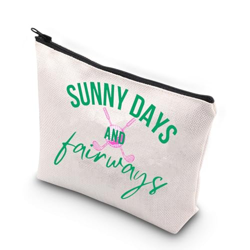 JNIAP Golf Player Makeup Bag Golfer Gifts Golf Lover Gifts Golfing Survival Kit Sunny Days And Fairways Golfing Zipper Bag (Sunny Days and)