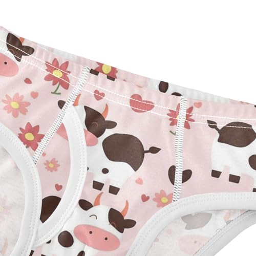 Wusikd Spotted Cow Boys' Underwear Cotton Pink Flowers Boys Briefs Soft Toddler Underwear 2T4