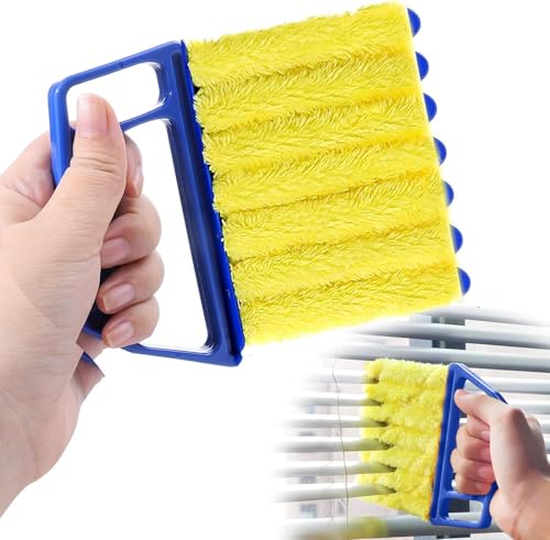 Handheld Blind Cleaner Duster Tool for Window Blinds Shutters,Ceiling Fan,Car Vents and Air Conditioner Household Cleaning Dust Brush Home Gadgets (Blue,Yellow, One Size)
