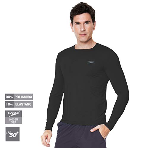 Speedo Camiseta Uv Protection M/L Masculina Homens P Preto