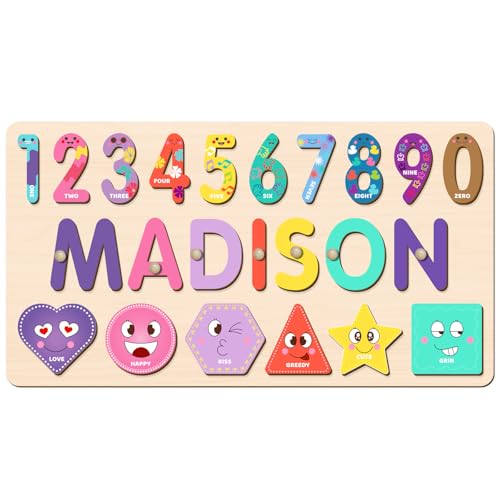 Image of OELTTG Name Puzzle for Kids Personalized, Toddler Wooden Puzzles, Early Learning Toys for Baby, 1st Birthday Gifts, Personalized Baby Gifts