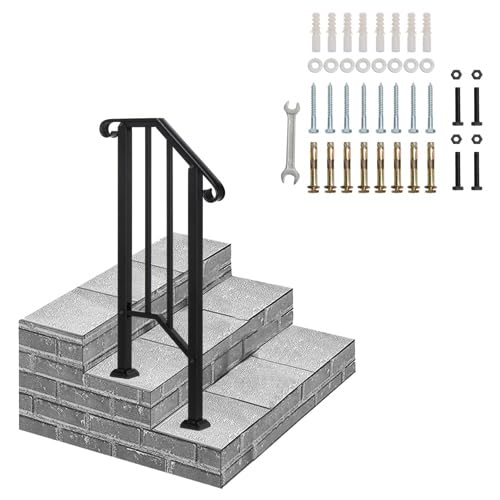 Rampe d'escalier extérieure noire pour 1 marche en acier au carbone