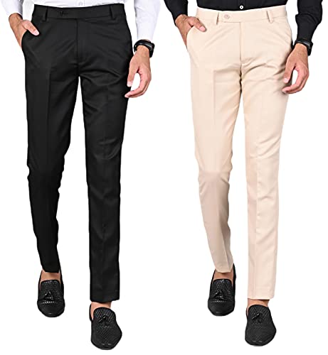 Image of Formal Pants for Men | Men's Slim fit Formal Pant Combo | Non Stretchable Trouser | Office wear Trousers