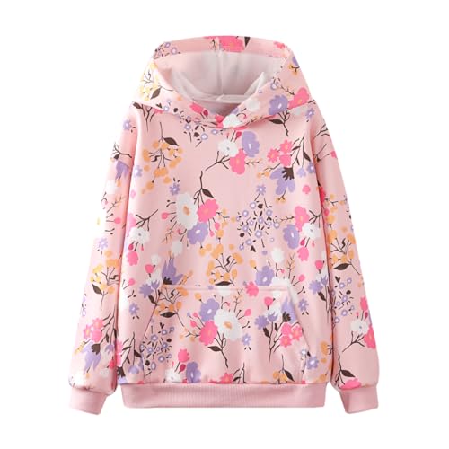 Image of WELAKEN Girls and Toddlers' Pullover Printed Hoodie Sweatshirt with Kangaroo Pocket