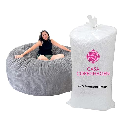 Image of Casa Copenhagen Premium Virgin Grade Thermocol Balls Refill for Pillows, Sofa, Bean Bags, Soft Toys & Beans for Bean Bag Refill 4 Kg (White)