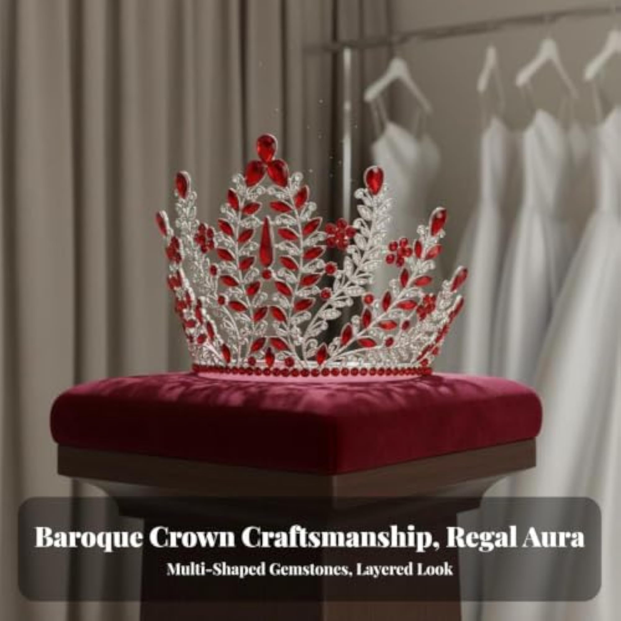 Vintage Baroque Full Circle Pageant Crown with Rhinestones