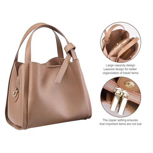 Bucket Bags for Women, Genuine Leather Handbags Small Crossbody Purses, Shoulder Bags with an Adjustable Strap4