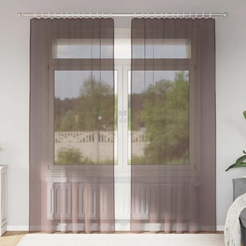 NQJIBUE Artículo: cortinas de gasa con bolsillos para barra, 2 piezas, color marrón, decoración, tratamientos de ventana, cortinas y cortinas