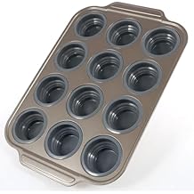 Mini Muffin Pan 12 Cavity Silicone Cupcake Pan with Metal Frame Non Stick Foldable Temperature Resistant Egg Bites Pans With Double Handle for Ovengrey,1