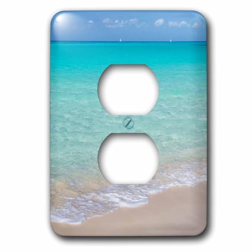 Bahamas Little Exuma Island ocean surf plaque 2 prises imprimée décor multicolore 3D Rose lsp_226509_6