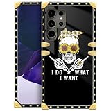 DAIZAG Compatible with Samsung Galaxy S24 Ultra Case,I DO What I Want Gold Decoration Soft Slim Anti-Scratch Shockproof Protective Case for Samsung Galaxy S24 Ultra