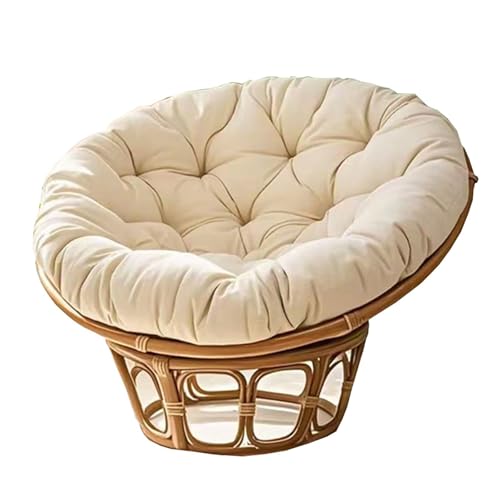 Genérico Cojín De Algodón For Silla Hamaca Relleno Grueso Cojín Redondo For Columpio Exterior For Muebles Mimbre Sillón Papasan Descanso Jardín Patio(Beige,120cm)