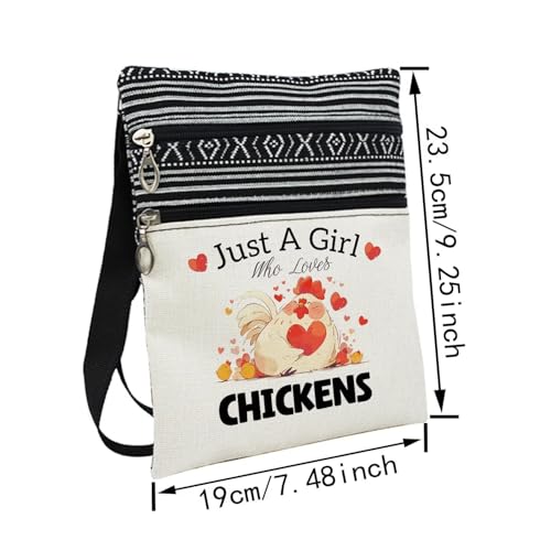 Just Love Chickens Messenger Bag Small Ethnic Pattern Printed Adjustable Strap Crossbody Zipper Bag Phone Bag Wallet Cute Shoulder Handbag for Chicken Lovers Women Friends2
