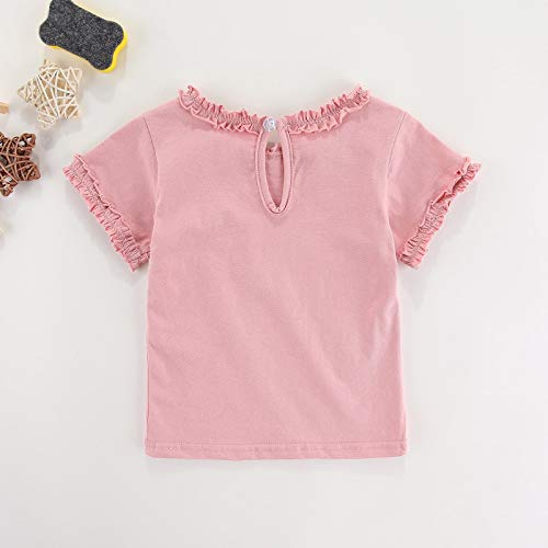 Toddler Baby Girls Ruffle Sleeve Shirts Kids Cute Cherry Embroidery Short Sleeve Crewneck Blouse Summer Tops3