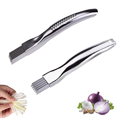 2 Stück Edelstahl Scallion Slicer, Green Onion Cutter, Zwiebel Shred Silk Das Messer, Gehackte Frühlingszwiebel Chopper für die Küche, für Gemüse, Zwiebeln, Paprika (2 Stile) Cover