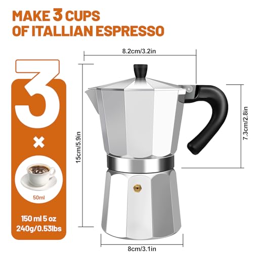 DITOSH 3-Cup Aluminum Moka Pot