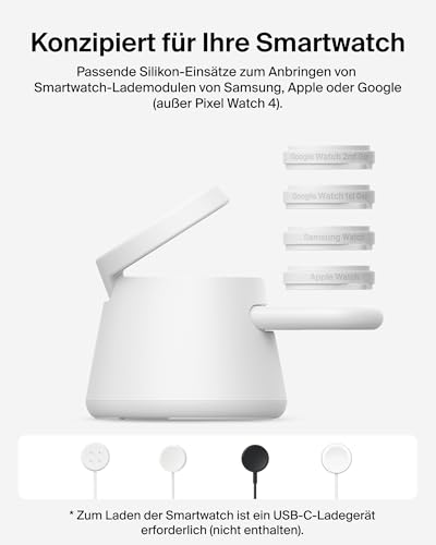 Belkin UltraCharge 3-in-1 Induktive Ladestation mit Qi2, 25W – Weiß – Ansicht 2