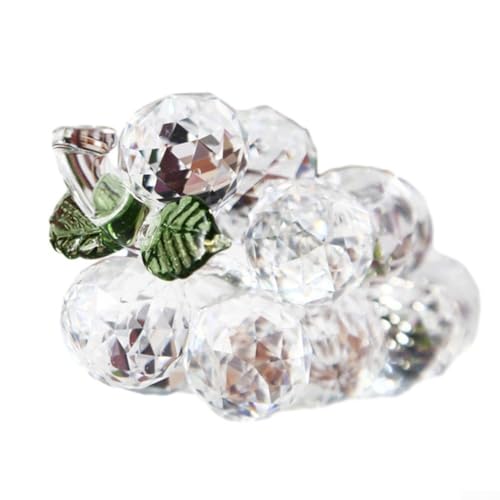 Zoegneer Adornos de cristal de uva de escritorio, adornos de frutas de cristal, uvas de cristal transparente para decoración de armario de boda ()