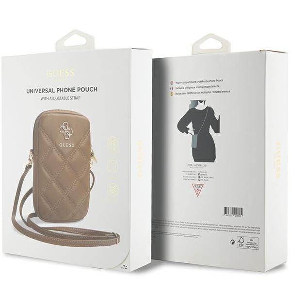 CG MOBILE Guess Handytasche GUWBZPSQSSGW braun Zip Quilted 4G