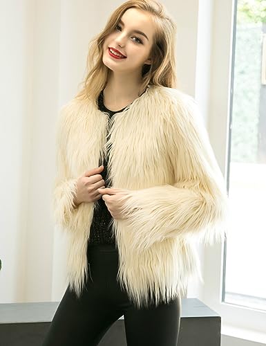 Womens Faux Fur Coat Open Front Furry Jacket Long Sleeve Shaggy Warm Coats Outerwear2
