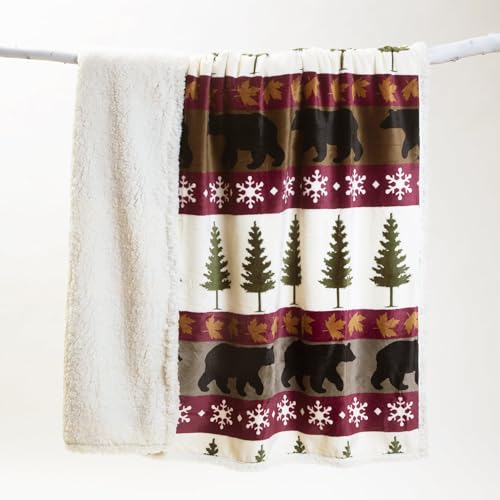 CARSTENS, INC. Ultra Premium Super Soft Plush Sherpa Fleece Oversized Throw Blanket 54" x 68", Tall Pine