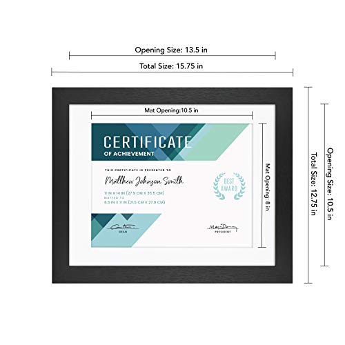 MCS Studio Gallery 11x14 Matted To Fit 8.5x11 Picture Frame Black Woodgrain, Rectangle Photo Frame for Photos, Posters & Art Prints (1-Pack)