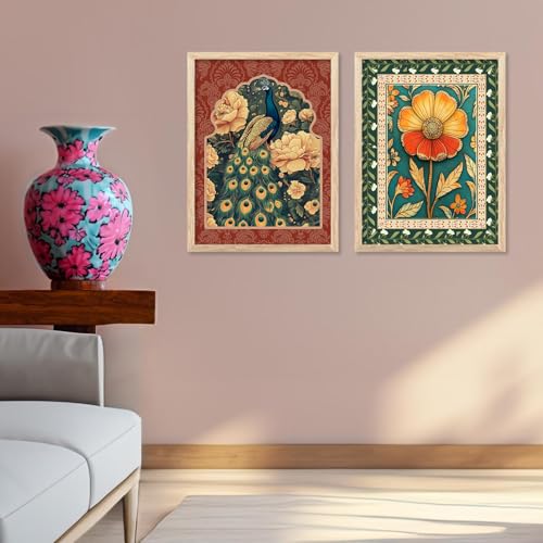 Image of kotart Traditional Madhubani Indian Wall Art Paintings for Living Room | Paintings For Home Decoration| Framed Wall Painting for Home Room Bedroom Office Wall Decor | (Art 10, (19x25 inch), Framed)