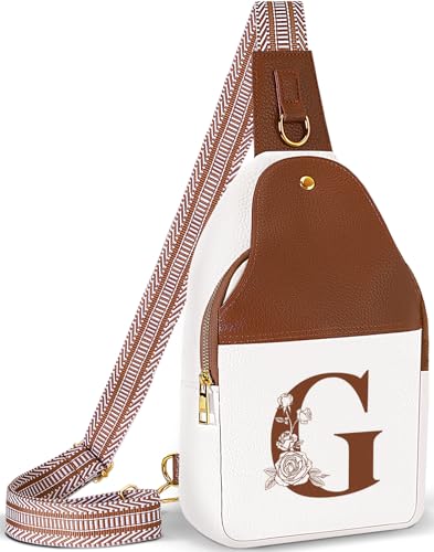 Image of Lizznoe Personalized Crossbody Bag for Women Leather Sling Bags with Initial Letter Chest Bag for Travel, Gift for Mom Wife
