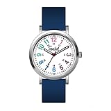 Speidel Original Scrub Watch™ for Nurses, Medical Professionals, Mens and Womens Watch with Second Hand Nursing, Nurse Watches for Women Men, Waterproof 12 and 24 hr Time - Multicolored Dial, Navy