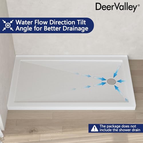 Image of DeerValley 60 inchL X 34 inchW Right Drain Shower Base in White