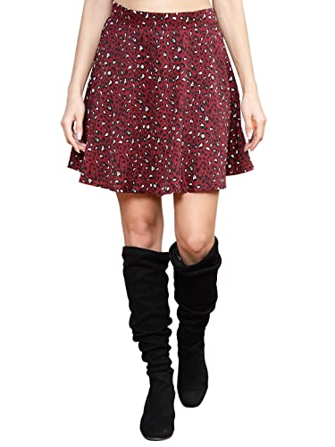 Image of Sera Women's Floral Print Black Viscose Rayon A-Line Casual Mini Skirt