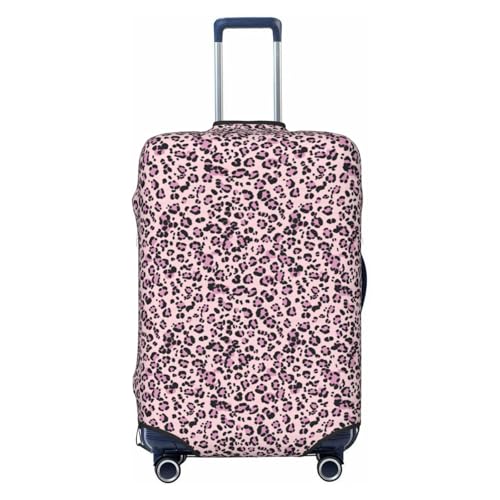 Leopard Print Pink And Black Color Elastic Travel Luggage Covers Dustproof Scratch-Resistant Suitcase Protector Fit 22-24 Inch