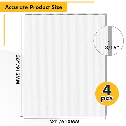 Image of Corrugated Plastic Board 24x36 inch - 4 Pack White Plastic Poster Board, 3 /16'' (5MM) Thick Blank Board, Waterproof Sheets for Indoor & Outdoor Use, Displays