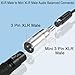 QIANRENON 3Pin XLR to 3pin Mini XLR Headphone Mic Converter Adaptor x-l-r-3 Male to mini x-l-r Male Audio Balanced Conversion Plug, for Microphone Camera Camcorder Speaker