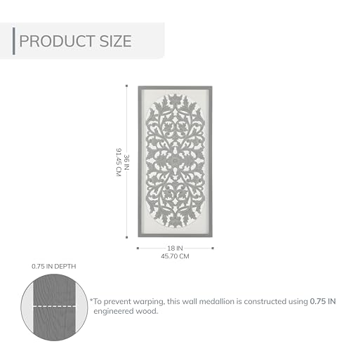 Image of JFY Designs Cordelia Hand Carved Wood Medallion Wall Panels Bedroom Decor