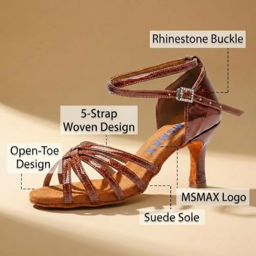 Image of MSMAX Women's Practice Ballroom Dancing Shoes Indoor Performance Latin Dance Shoes for Woman