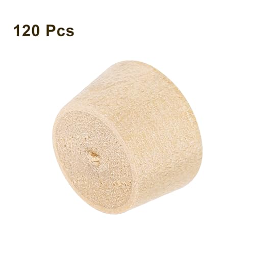 Image of uxcell 120Pcs Wood Button Plugs, 11.5mm /0.45 inch Flat Head Hardwood Screw Hole Plug Wooden Caps Buttons Wood Plug for Furniture Woodworking Craft Decor (13mm x 11.5mm)