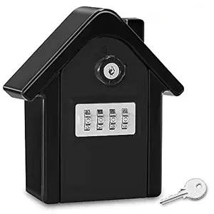 Loboo Idea Key Lock Box Wall Mount, Zinc Alloy Key Storage Box for Outside, 4-Digit Combination Key Safe Lock Box for House Spare Keys, Resettable Code Weatherproof Indoor Outdoor with Mounting Kit