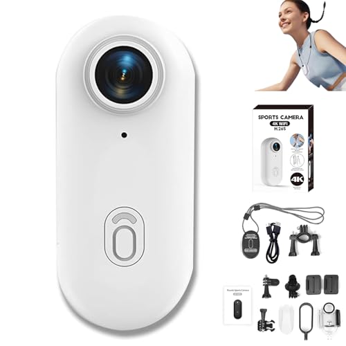 Stallion Frames Body Camera, Stallionframes 4K Mini Handsfree Bodycam, HD 1080p/4k Gosnap - Thumb Camera Necklace with 360° RotationSpring Clip, Mount Anywhere (White,4K)