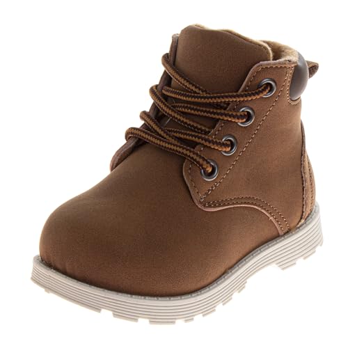 Josmo Kids Construction Boots MidCalf - Lace Up Workboot Trekking Walking Climbing Hiking Boot - Tan (Size 9 Toddler)