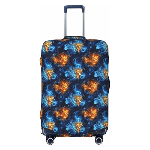 Luggage Cover Protector - Cool Flame Lion Head Print Fit 25-28 Inch Suitcase Covers for Luggage