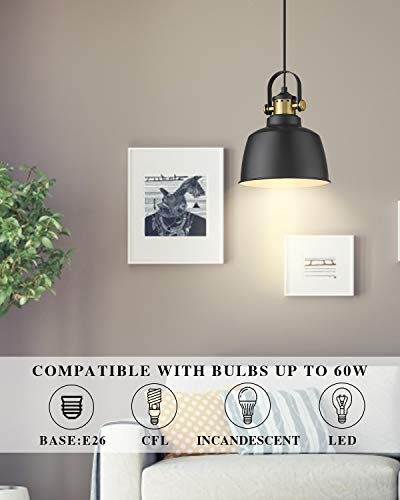 Autelo Farmhouse Pendant Light, 1-Light Indoor Hanging Light Fixture For Kitchen Island Dining Room H3700-1 Bk #TOP1